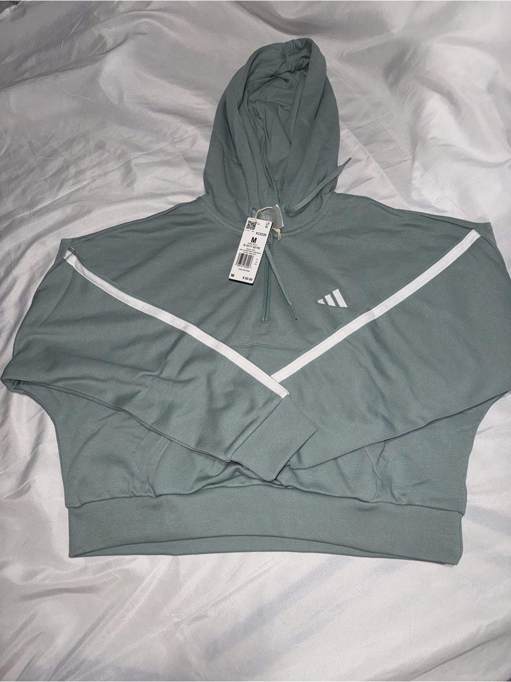 Adidas Women’s Quarter Zip Hoodie Sage Green Pullover Size M NWT Athletic Casual